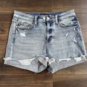 Judy Blue Los Angeles Size Large Light Blue Distressed Cut Off Cuffed Shorts